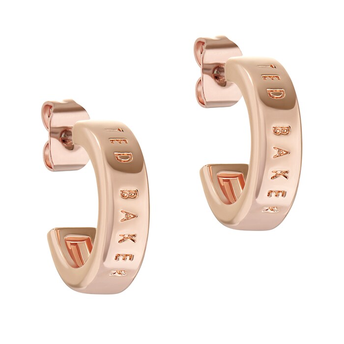 Ted Baker Rose Gold Coloured Helenna Nano Logo Hoopla Earrings