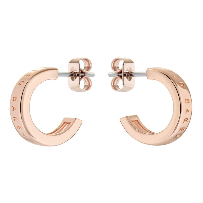 Ted Baker Rose Gold Coloured Helenna Nano Logo Hoopla Earrings