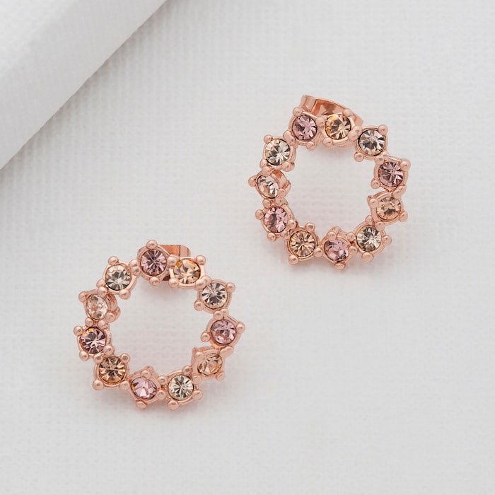 Ted Baker Rose Gold Coloured Cresina Crystal Hoop Earrings