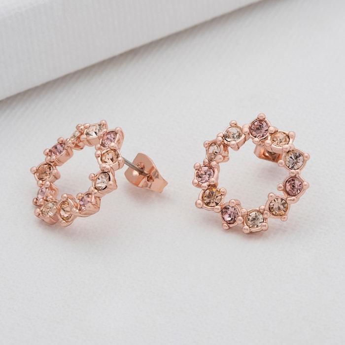 Ted Baker Rose Gold Coloured Cresina Crystal Hoop Earrings