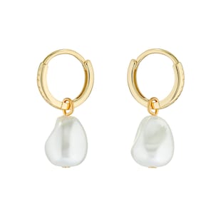 Ted Baker Yellow Gold Coloured Periaa Pearly Chain Huggie Earrings