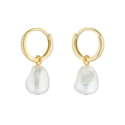 37240848 - Yellow Gold Coloured Periaa Pearly Chain Huggie Earrings