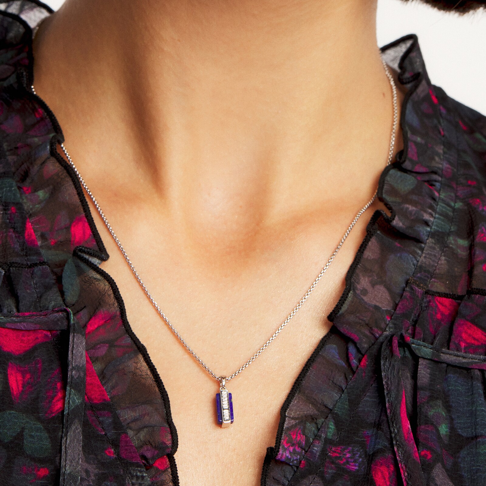 Ted Baker Silver Coloured Gianni Gem Bar Pendant