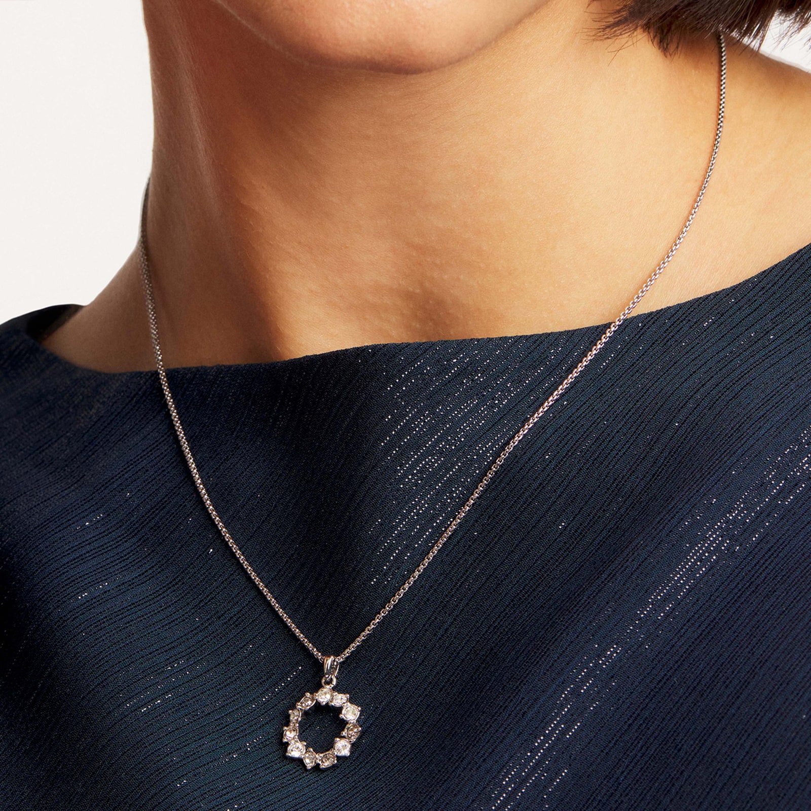 Ted Baker Silver Coloured Cresar Crystal Hoop Pendant