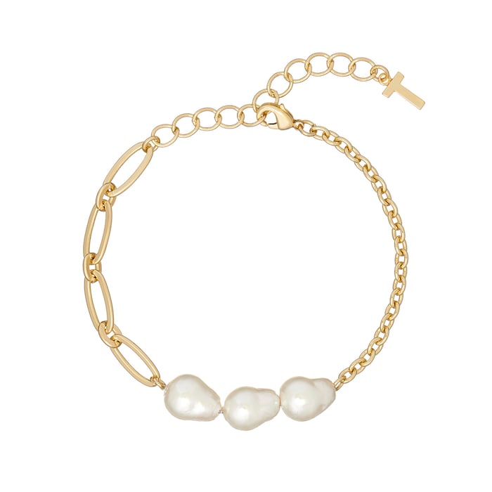 Ted Baker Yellow Gold Coloured Peresha Pearly Chain Bracelet