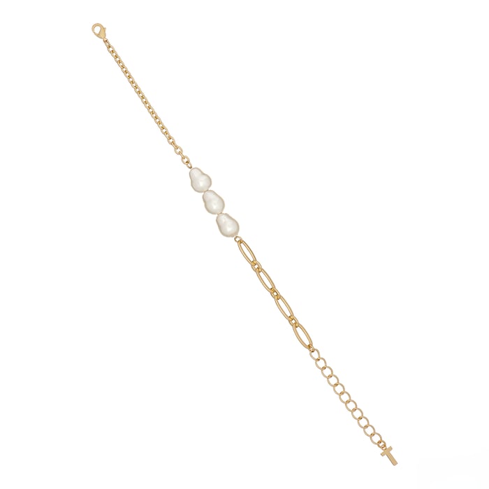 Ted Baker Yellow Gold Coloured Peresha Pearly Chain Bracelet