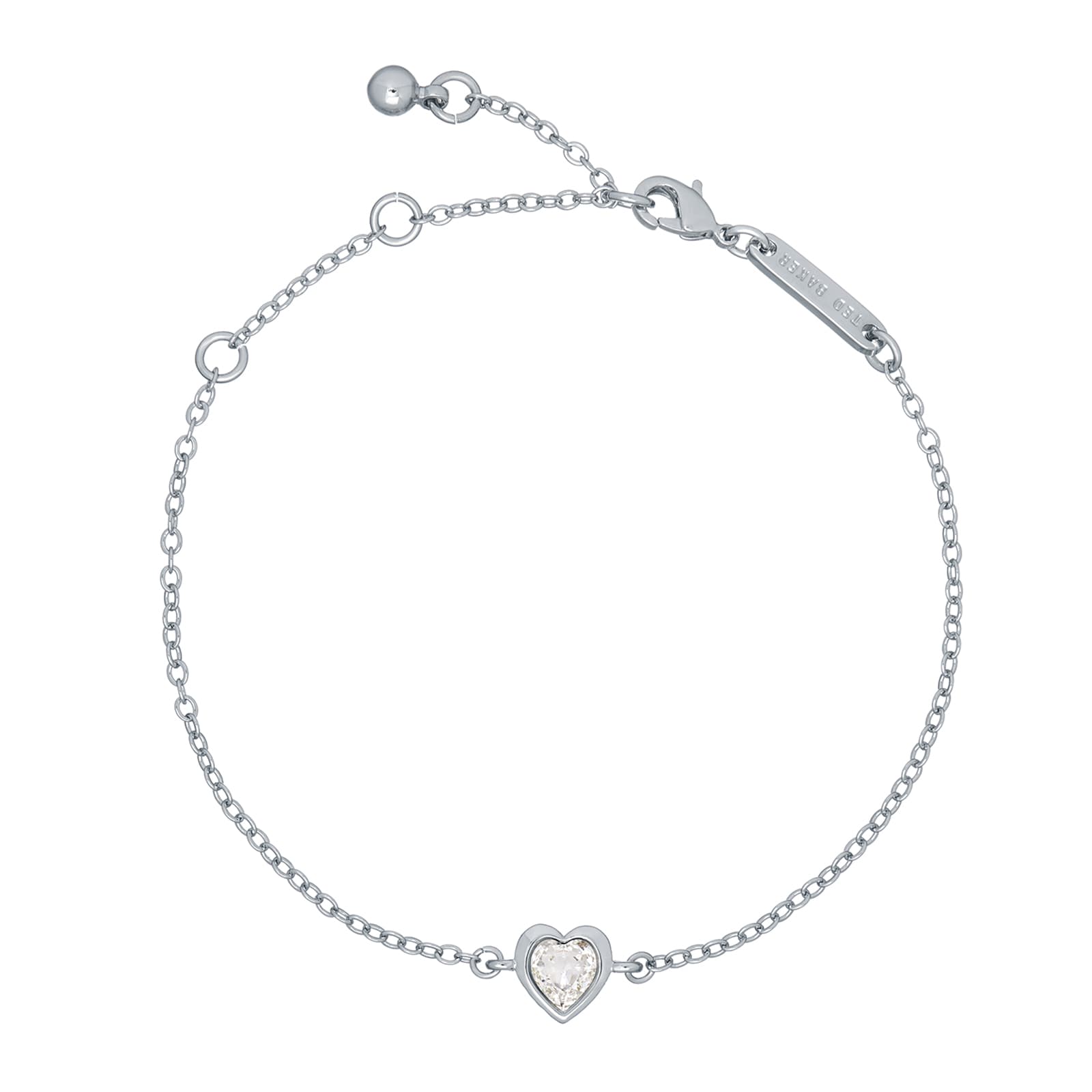 Rhodium Plated Crystal Heart Bracelet