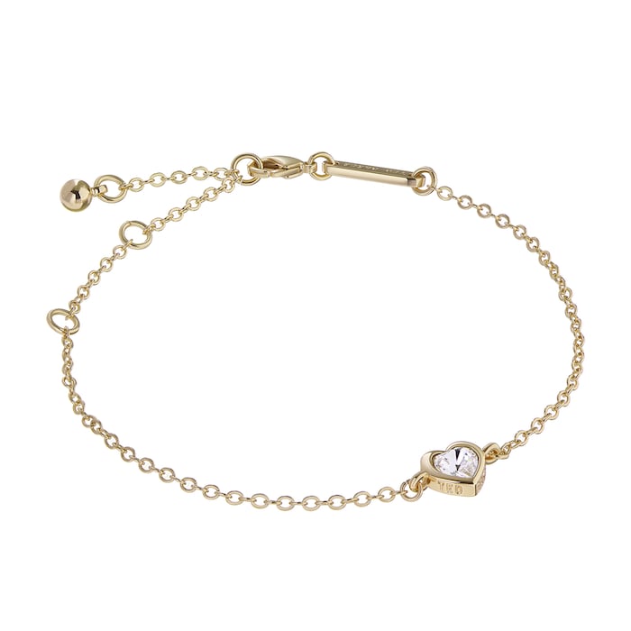 Ted Baker Yellow Gold Coloured Crystal Heart Bracelet