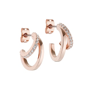 Ted Baker Rose Gold Coloured Crystal Double Hoop Earrings