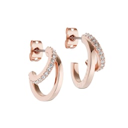 37240871 - Rose Gold Coloured Crystal Double Hoop Earrings