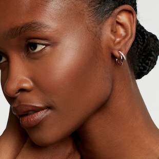 Ted Baker Rose Gold Coloured Crystal Double Hoop Earrings
