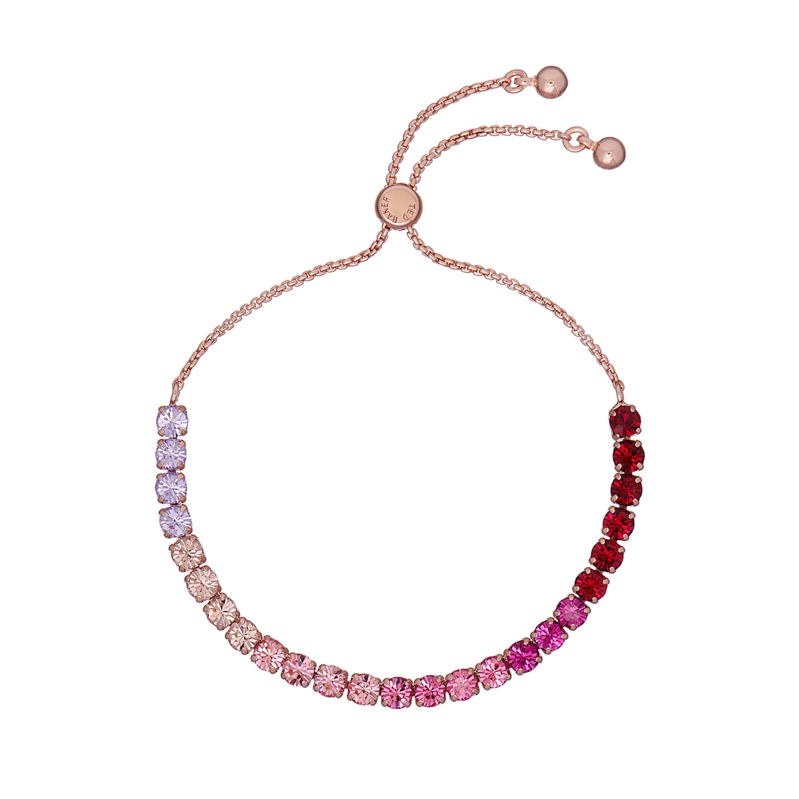 Ted Baker Ladies Rose Gold Coloured Icon Crystal Slider Bracelet