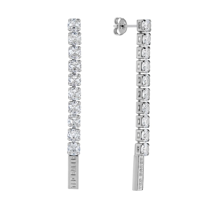 Ted Baker Mellsie White Gold Coloured Crystal Drop Earrings