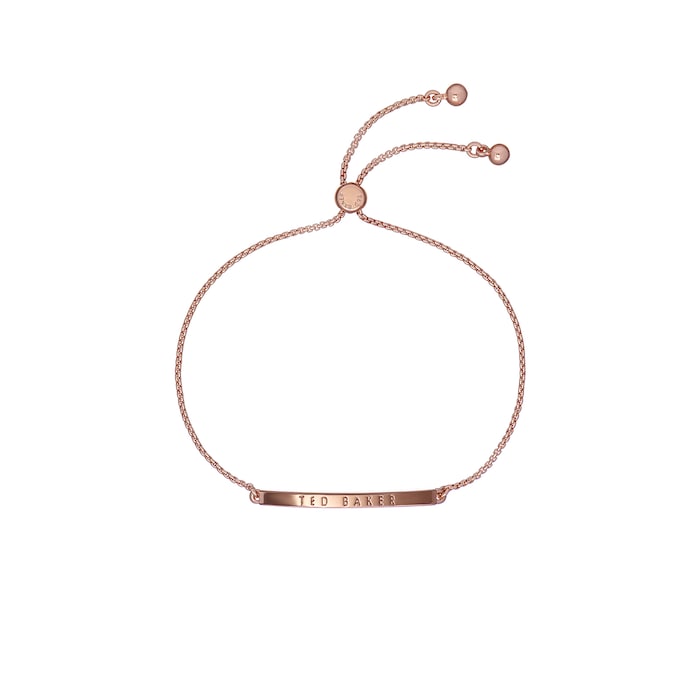 Ted Baker Breenar Rose Gold Coloured Logo Bar Adjustable Bracelet