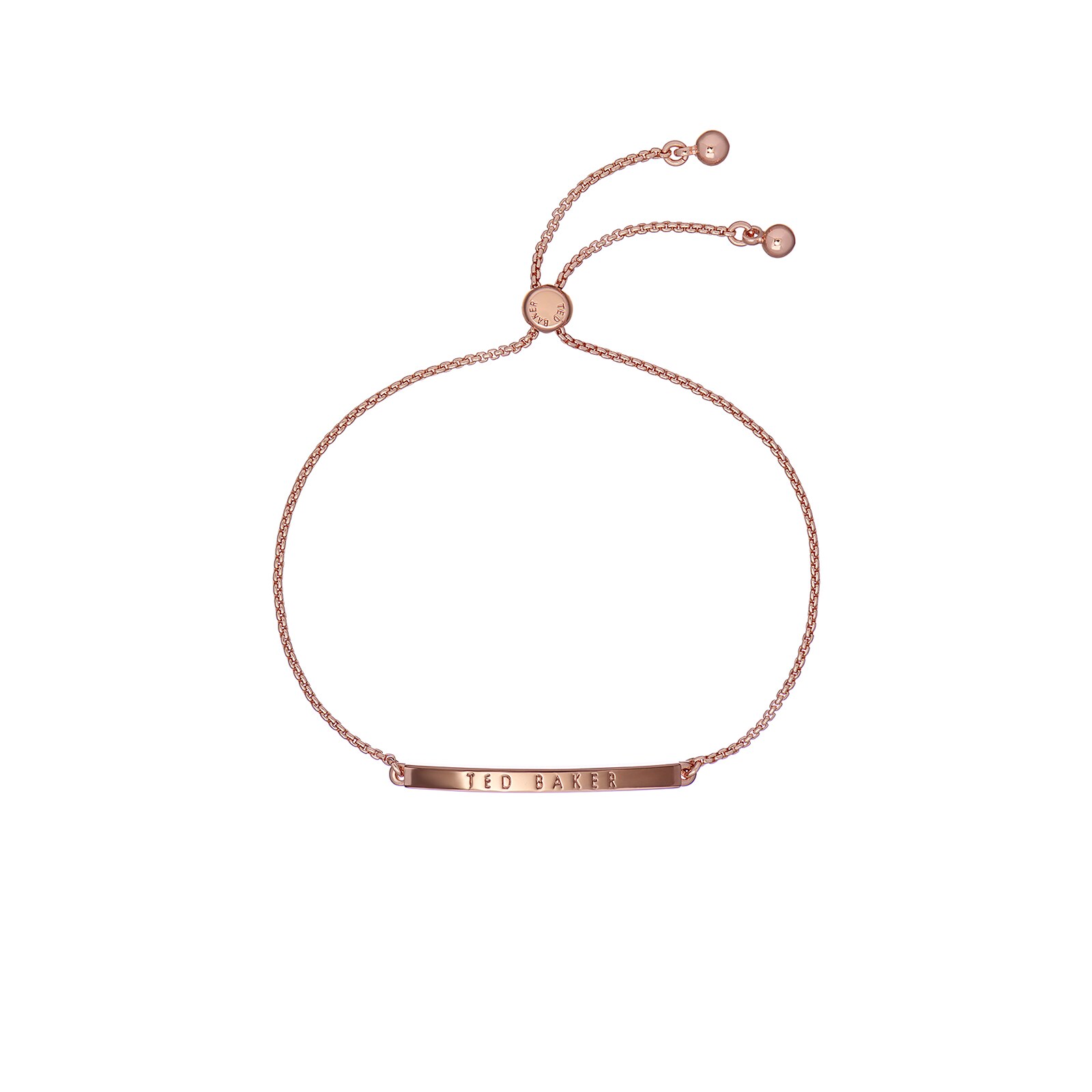 Ted Baker Breenar Rose Gold Coloured Logo Bar Adjustable Bracelet