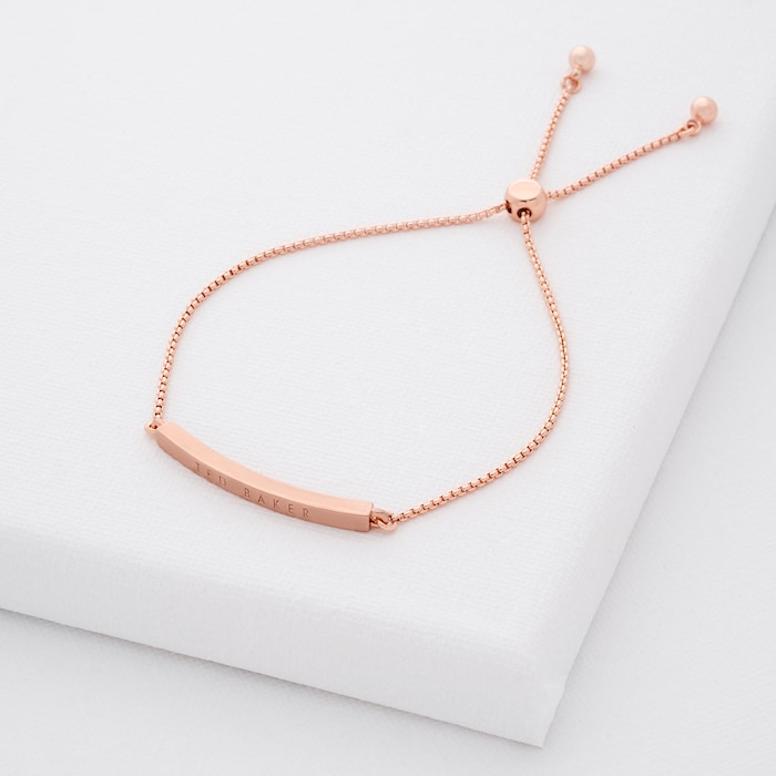 Ted Baker Breenar Rose Gold Coloured Logo Bar Adjustable Bracelet