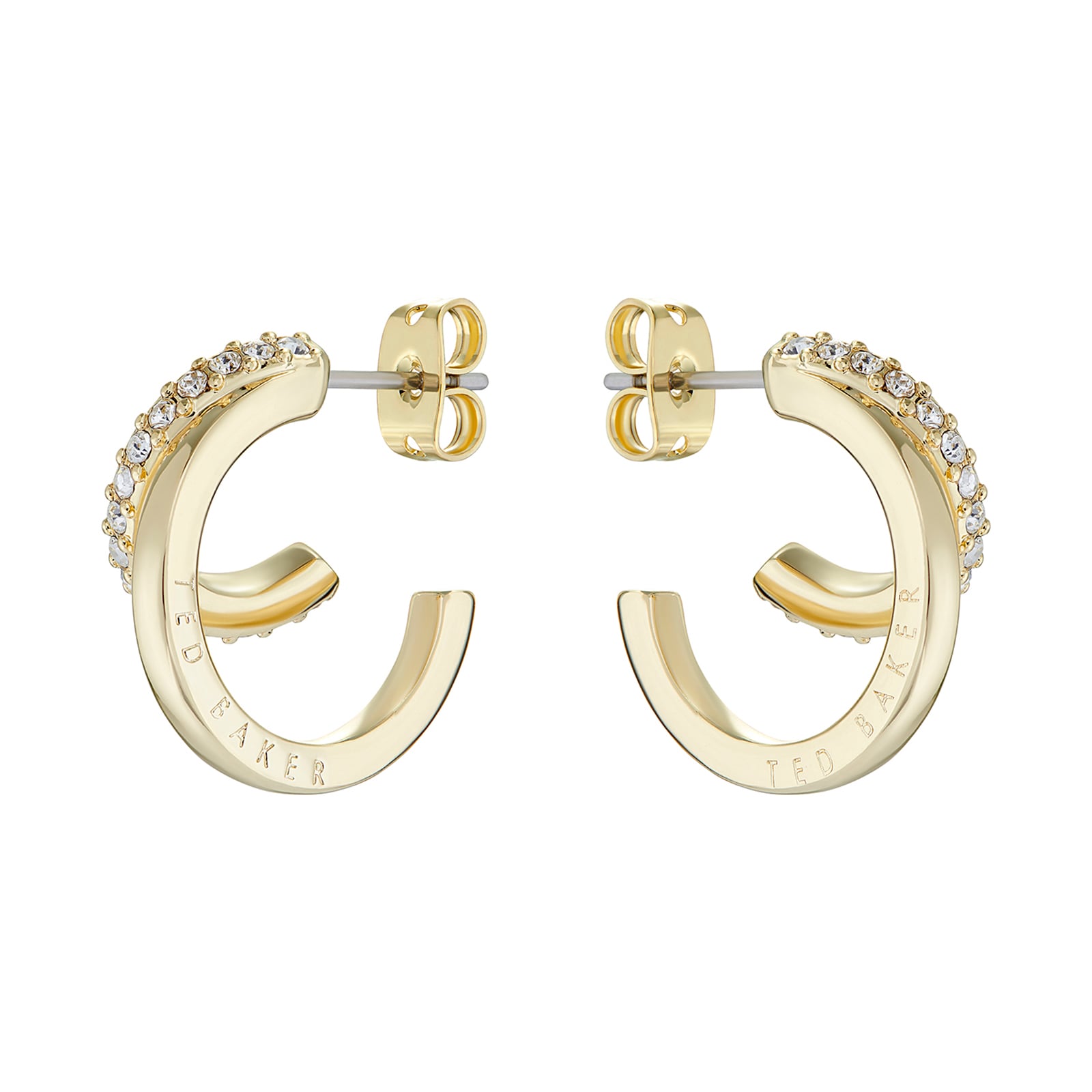 Ted Baker Helias Yellow Gold Coloured Crystal Double Hoop Earrings