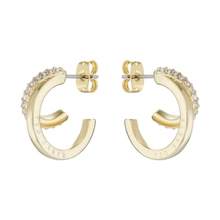 Ted Baker Helias Yellow Gold Coloured Crystal Double Hoop Earrings