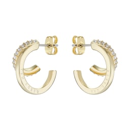 37240897 - Helias Yellow Gold Coloured Crystal Double Hoop Earrings