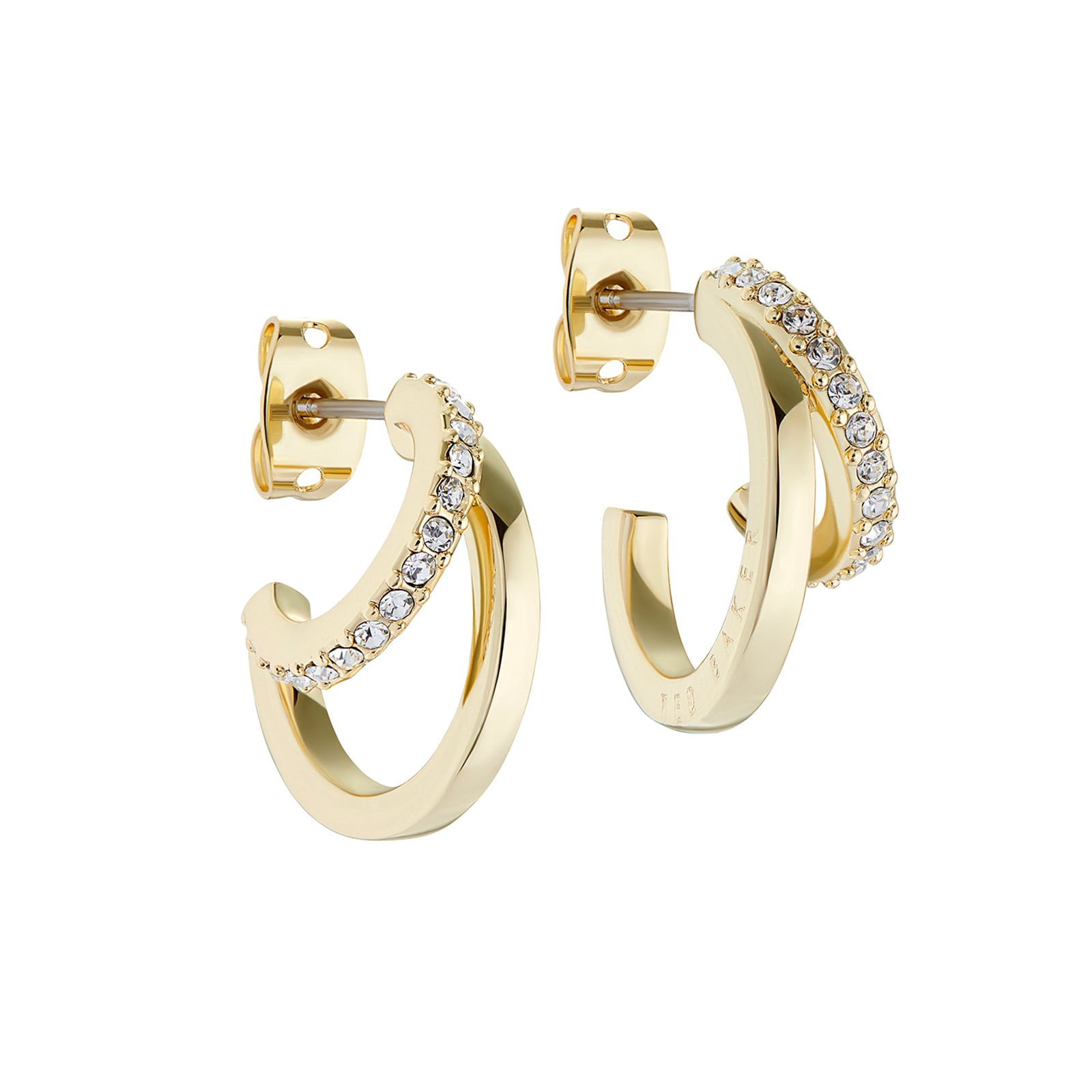 Ted Baker Helias Yellow Gold Coloured Crystal Double Hoop Earrings Ted Baker Helias Yellow Gold Coloured Crystal Double Hoop Earrings