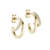 Ted Baker Helias Yellow Gold Coloured Crystal Double Hoop Earrings