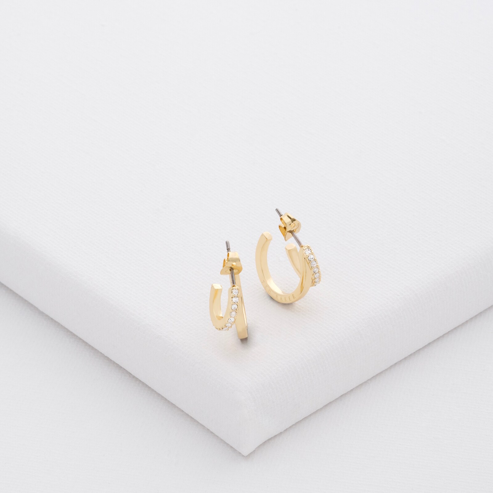 Ted Baker Helias Yellow Gold Coloured Crystal Double Hoop Earrings Ted Baker Helias Yellow Gold Coloured Crystal Double Hoop Earrings