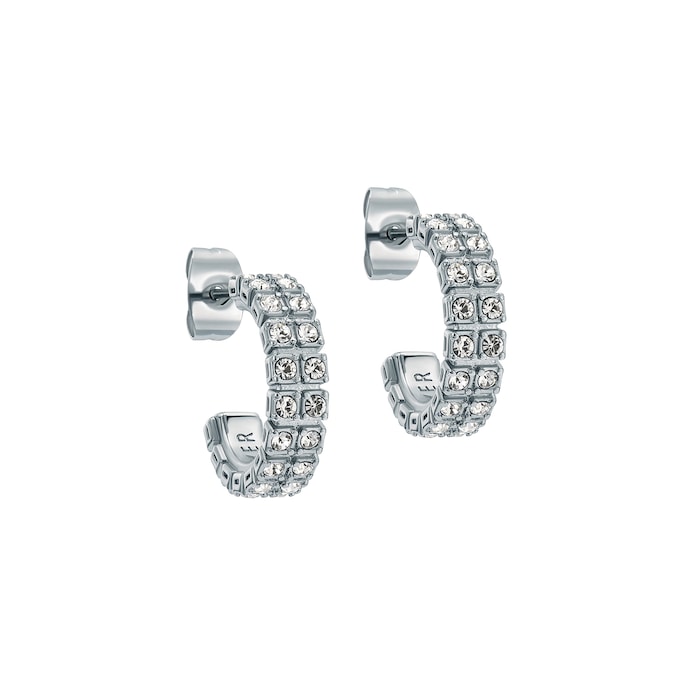 Ted Baker Mellrie Silver Coloured Double Crystal Hoop Earrings