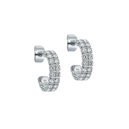 37240898 - Mellrie Silver Coloured Double Crystal Hoop Earrings