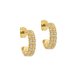37240899 - Mellrie Yellow Gold Coloured Crystal Hoop Earrings