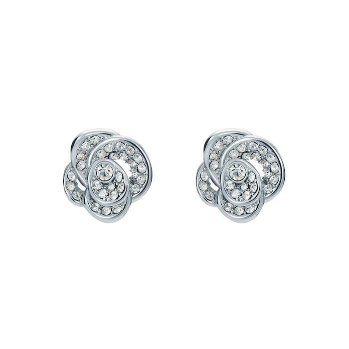 Ted Baker FLORINE Silver Coloured Crystal Flower Stud Earrings