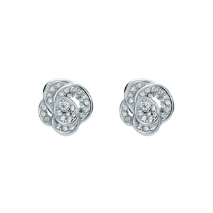 Ted Baker FLORINE Silver Coloured Crystal Flower Stud Earrings
