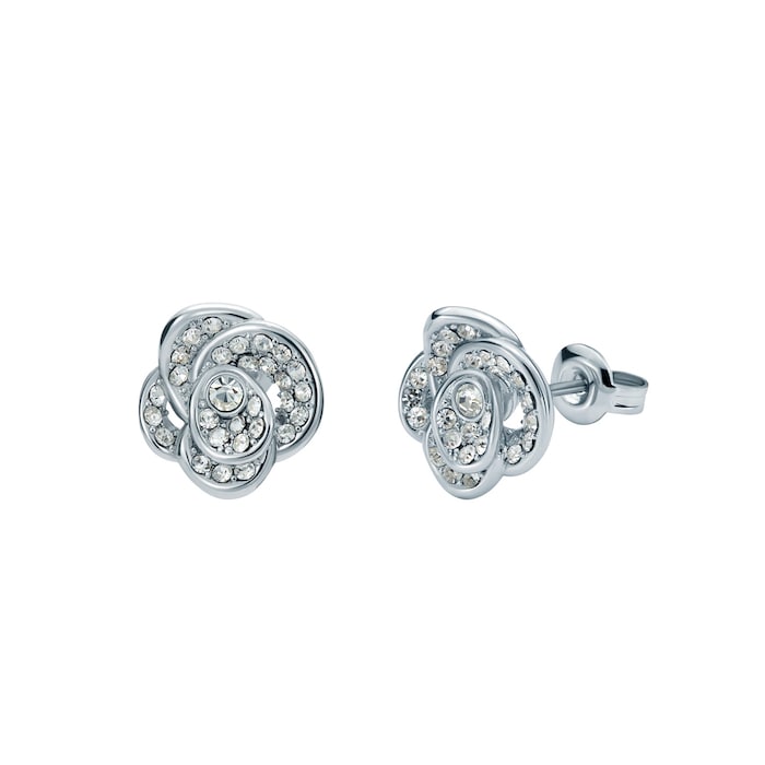 Ted Baker FLORINE Silver Coloured Crystal Flower Stud Earrings