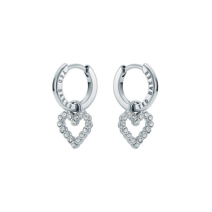 Ted Baker AMORA Halo Heart Silver Coloured Crystal Heart Hoop Earrings