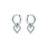 Ted Baker AMORA Halo Heart Silver Coloured Crystal Heart Hoop Earrings