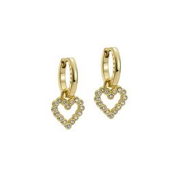 37240910 - AMORA Halo Heart Yellow Gold Coloured Crystal Heart Hoop Earrings