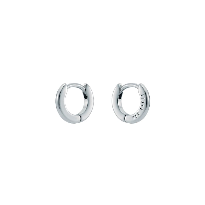 Ted Baker CRISETE Silver Coloured Logo Hoop Earrings