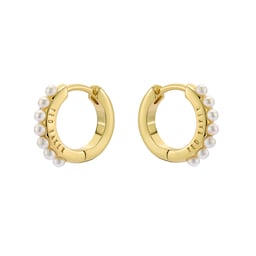 37240917 - Persia Yellow Gold Coloured Pearl Huggie Hoop Earrings
