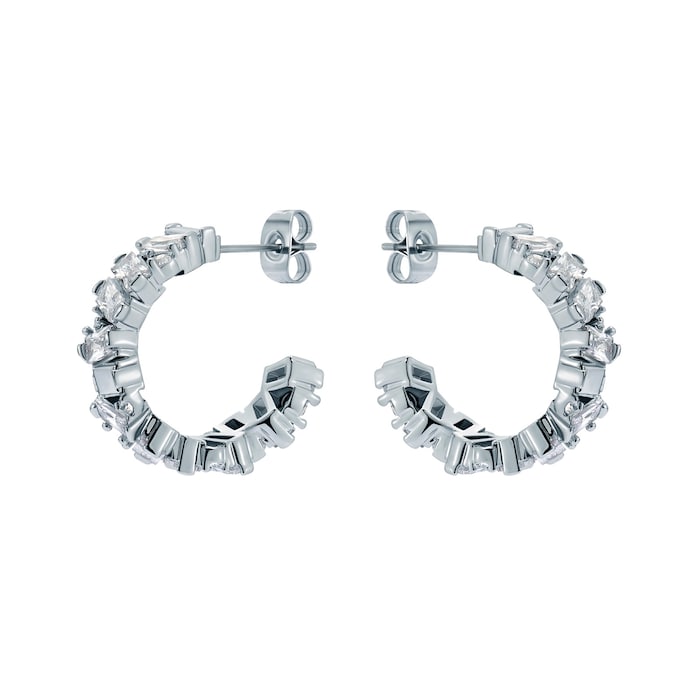 Ted Baker Clarence White Gold Coloured Crystal Cluster Hoop Earrings