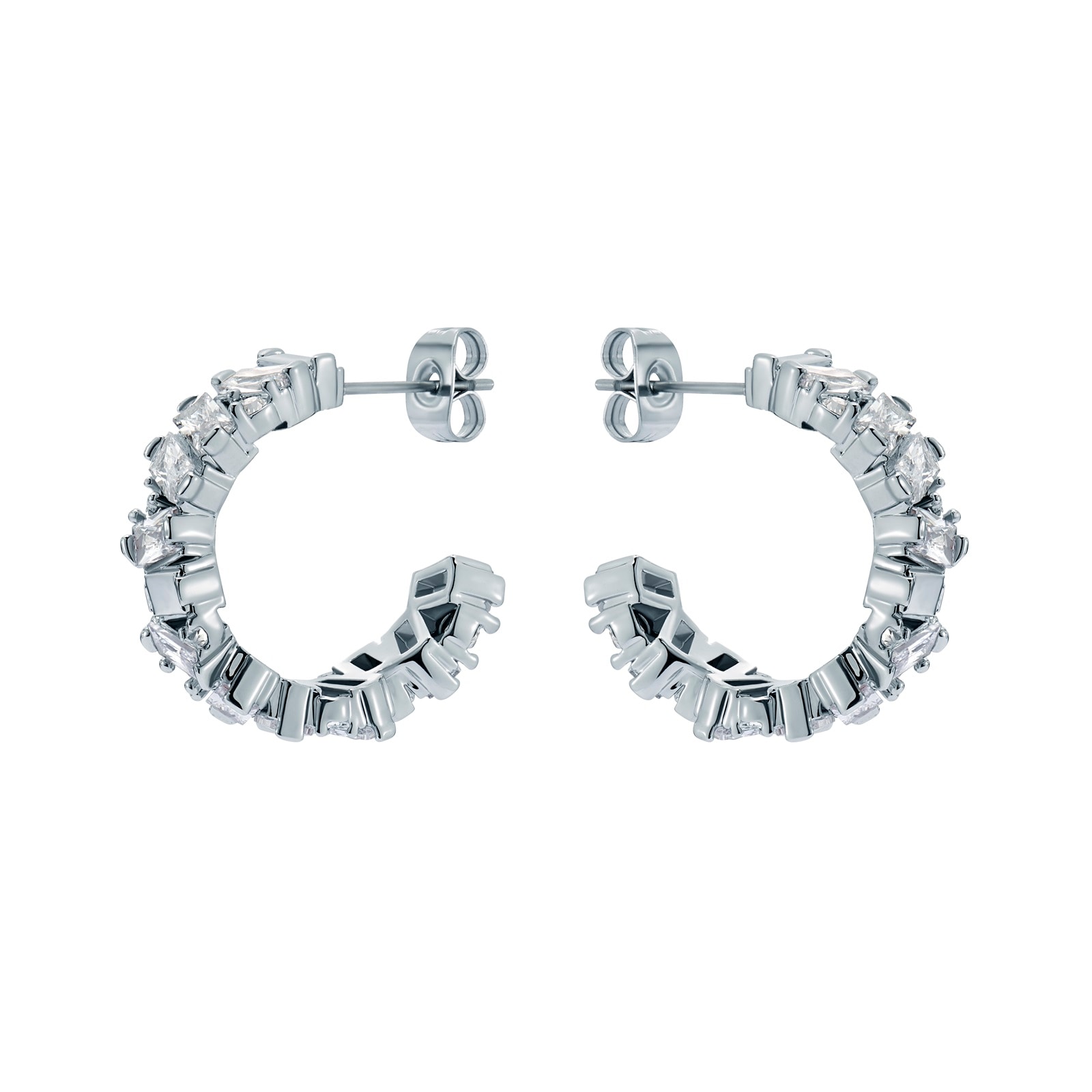 Ted Baker Clarence White Gold Coloured Crystal Cluster Hoop Earrings