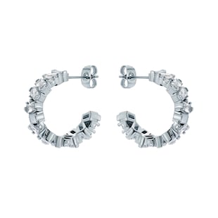 Ted Baker Clarence White Gold Coloured Crystal Cluster Hoop Earrings