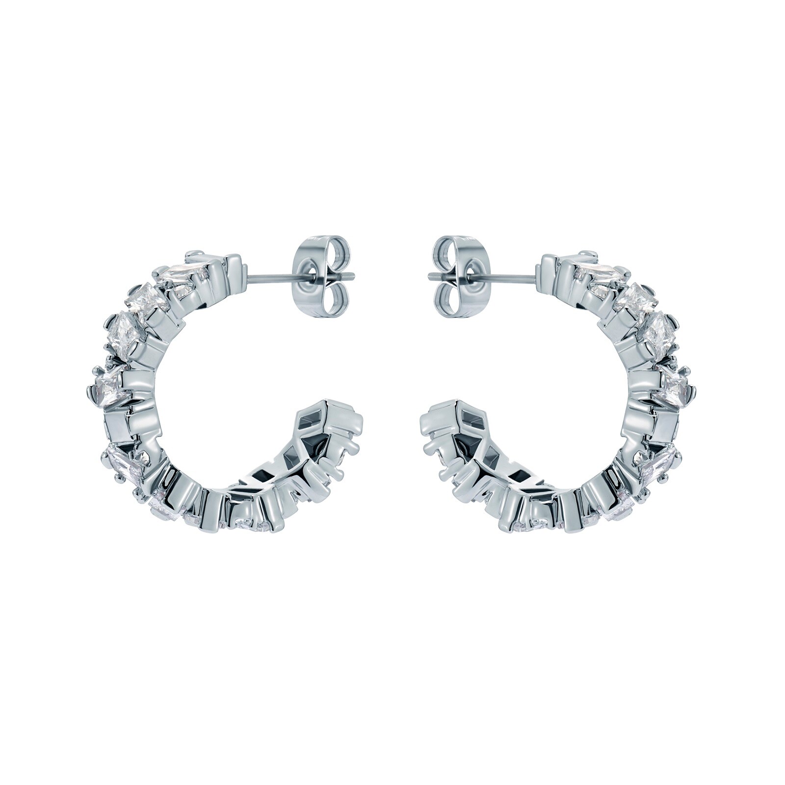 Ted Baker Clarence White Gold Coloured Crystal Cluster Hoop Earrings