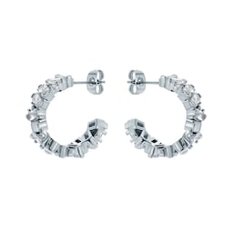 37240922 - Clarence White Gold Coloured Crystal Cluster Hoop Earrings