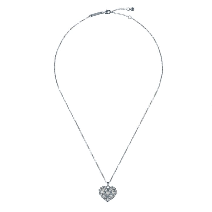 Ted Baker Cherish White Gold Coloured Crystal Cluster Heart Pendant