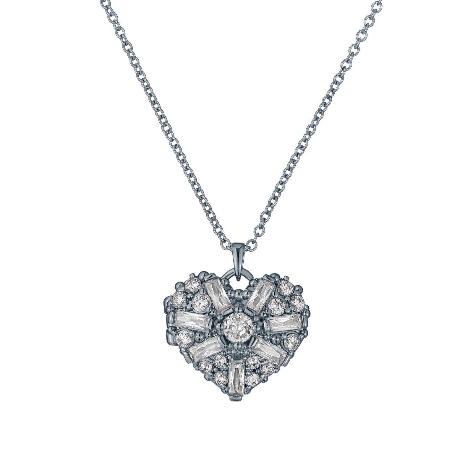 Ted Baker Cherish White Gold Coloured Crystal Cluster Heart Locket Ted Baker Cherish White Gold Coloured Crystal Cluster Heart Locket