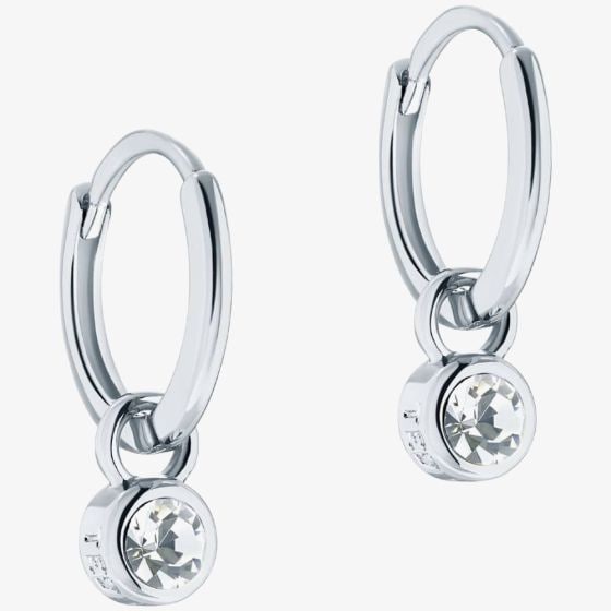 SINALAA Silver Tone Crystal Huggie Earrings