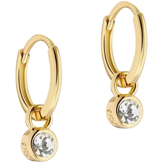 SINALAA Yellow Gold Tone Crystal Huggie Earrings