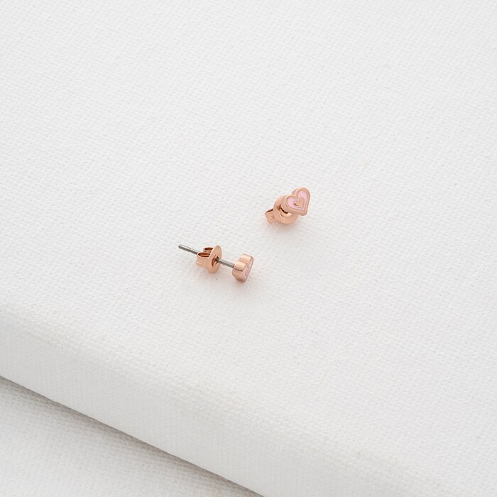 Ted Baker ELLIOT Rose Gold Coloured Heart Stud Earrings