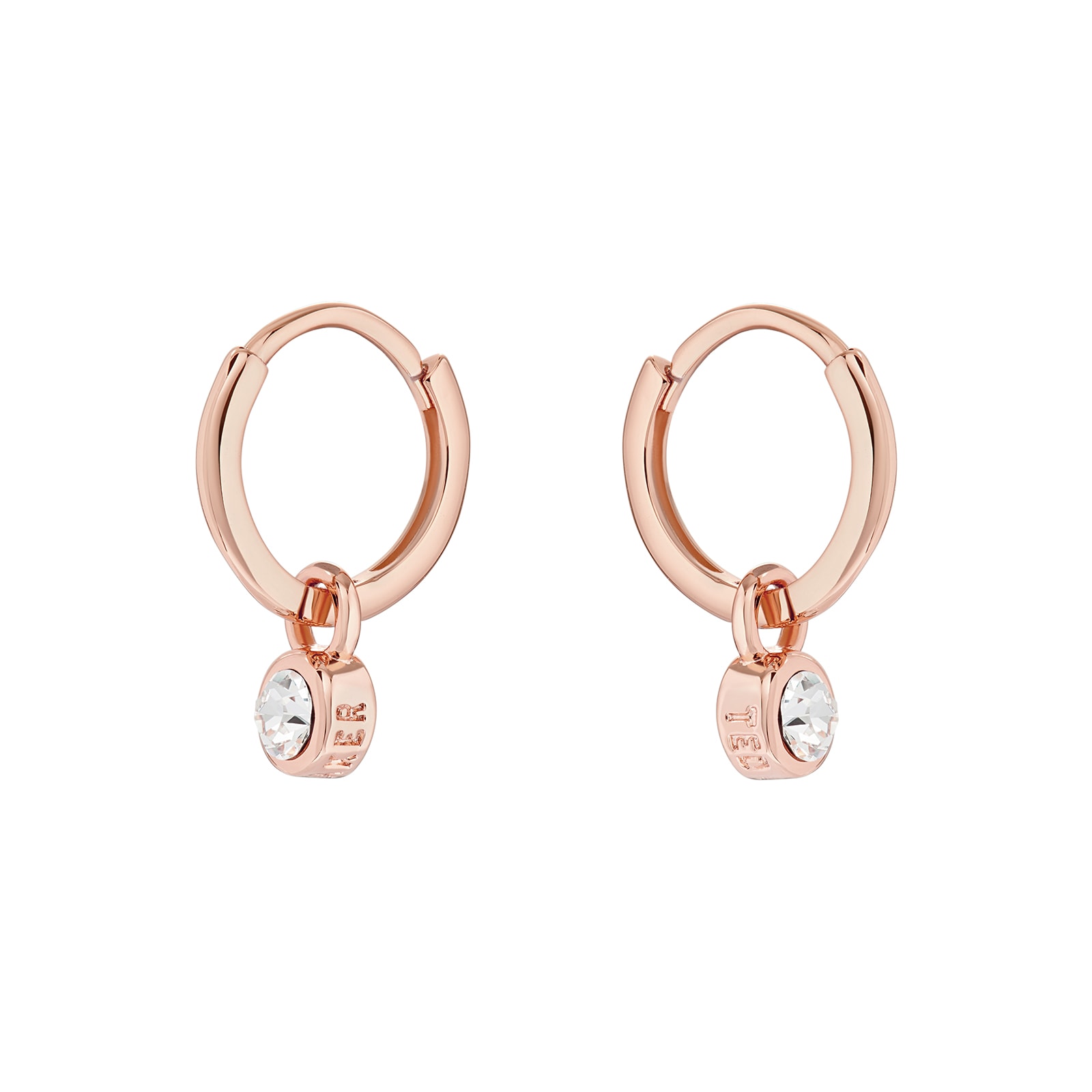 SINALAA Rose Gold Coloured Crystal Huggie Earrings