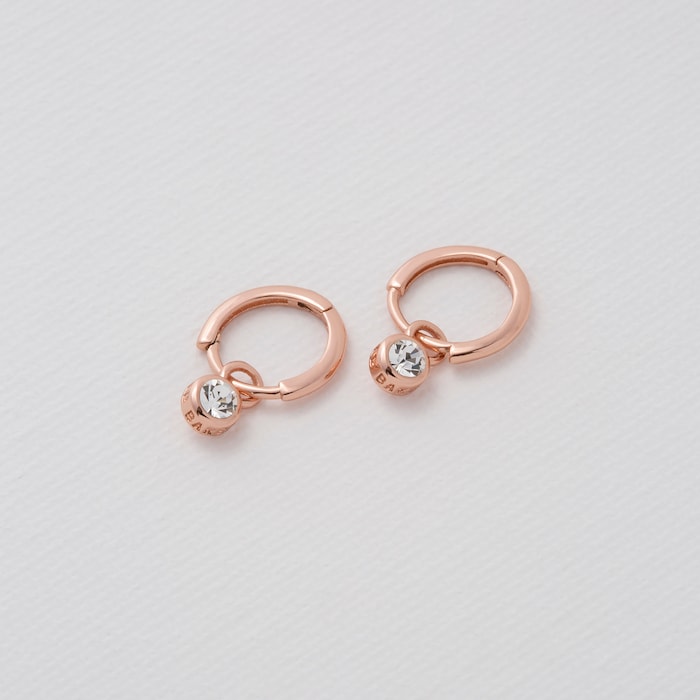 Ted Baker SINALAA Rose Gold Coloured Crystal Huggie Earrings