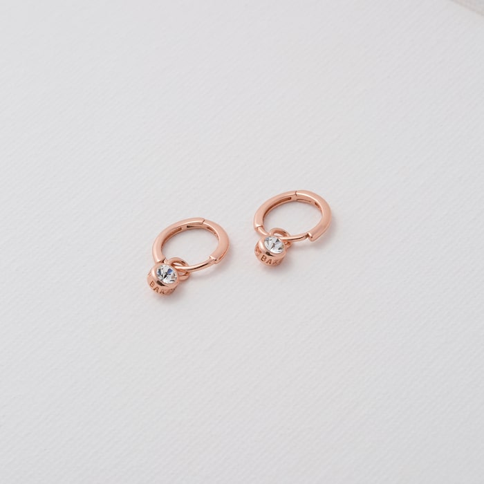 Ted Baker SINALAA Rose Gold Coloured Crystal Huggie Earrings